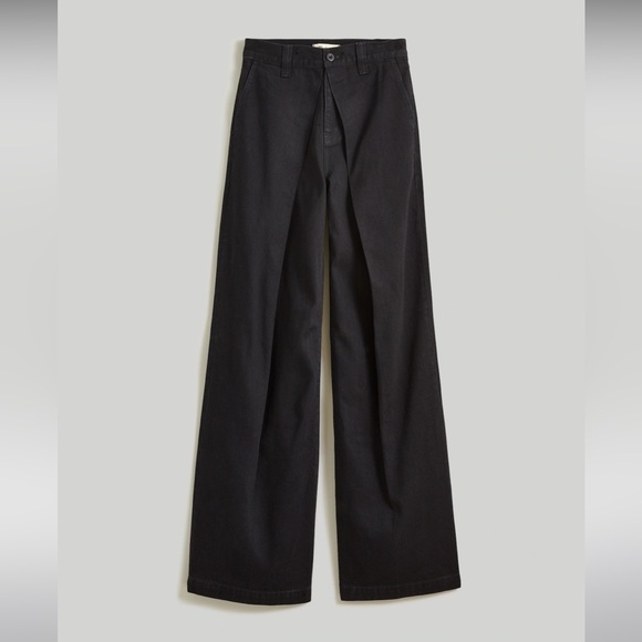 NWT Madewell Extrawide-Leg Trouser Jeans in Wilkes Wash: Pleat Edition 25 Black - Picture 6 of 11